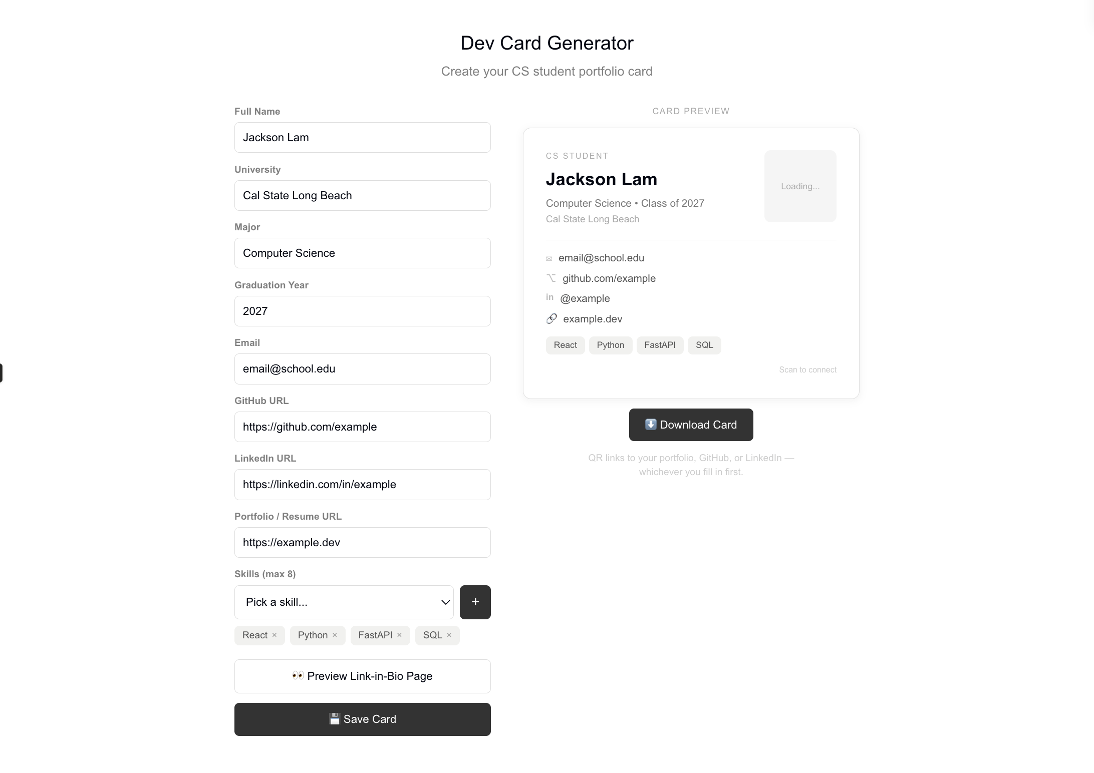 Developer Portfolio Generator